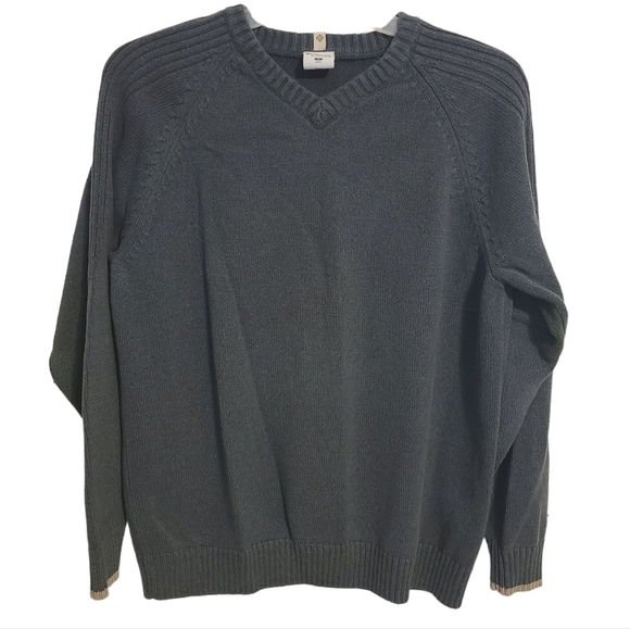 Columbia | Men's Cozy Gray V-Neck Knit and Ribbed Sweater (Size Large) - Picture 1 of 13